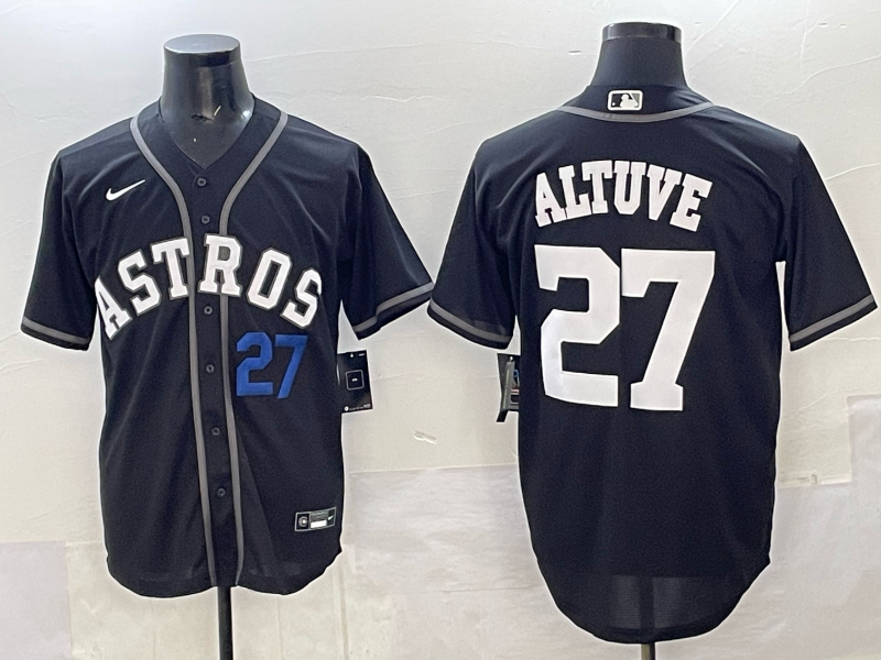 Men Houston Astros 27 Altuve Black Nike 2025 MLB Jersey 005
